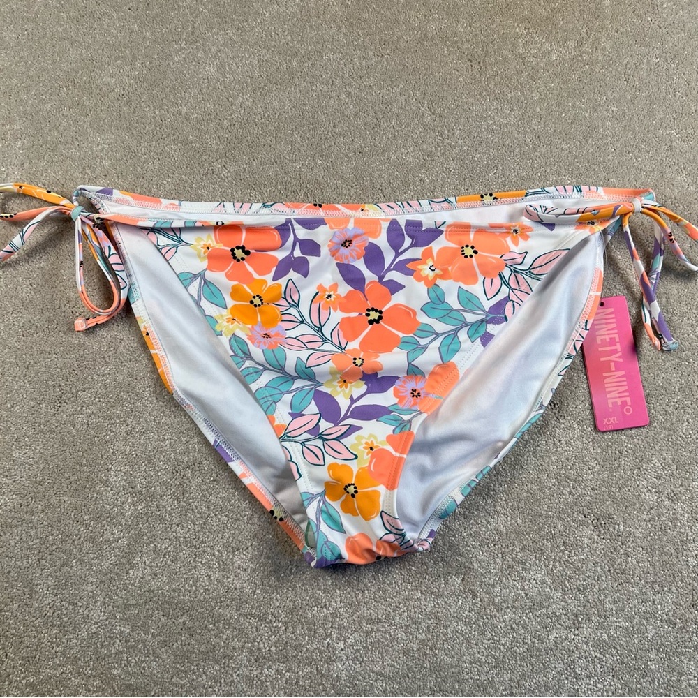 Bikini Bottoms Floral Side‎ Tie Hipster Swimwear Beach Summer Spring NWT XXL